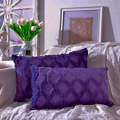 Purple bed throw and cushions sale